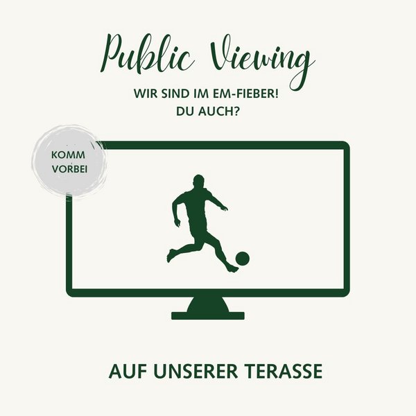 Wir sind bereit! ⚽
Anlässlich der anstehenden Heim-EM laden wir Euch zum Public Viewing auf unserer wunderschönen Carpe...